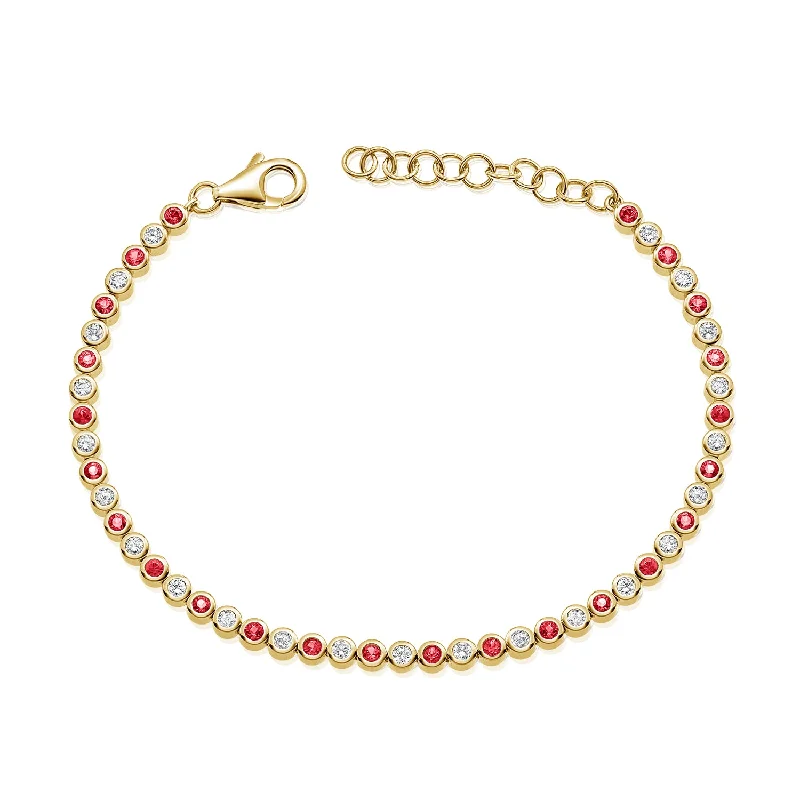 Timeless Ruby and Diamond Tennis Bracelet