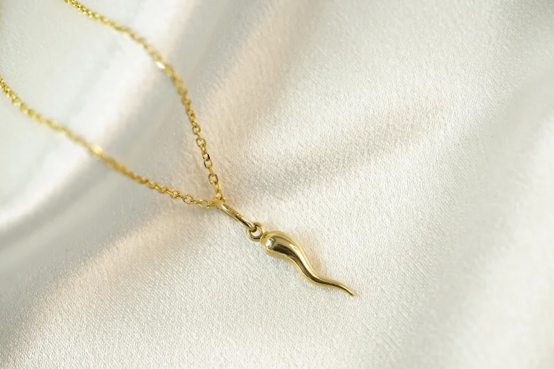 14k Small Cornicello Necklace