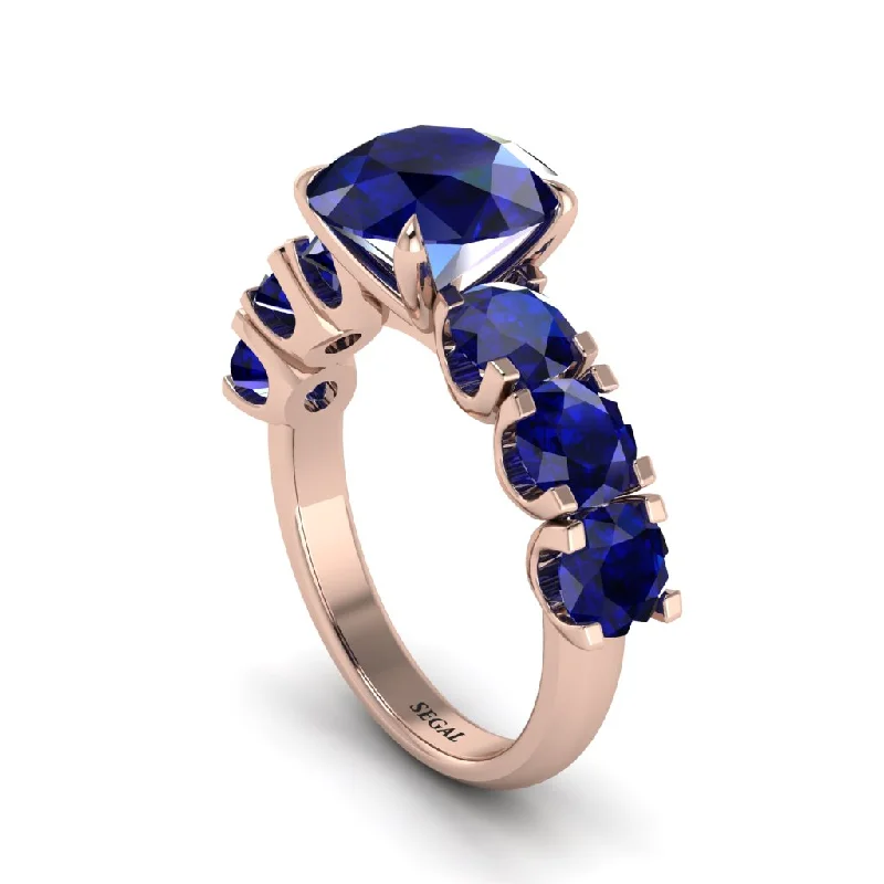 Round Cut Sapphire Cathedral Engagement Ring - Tatum No. 74