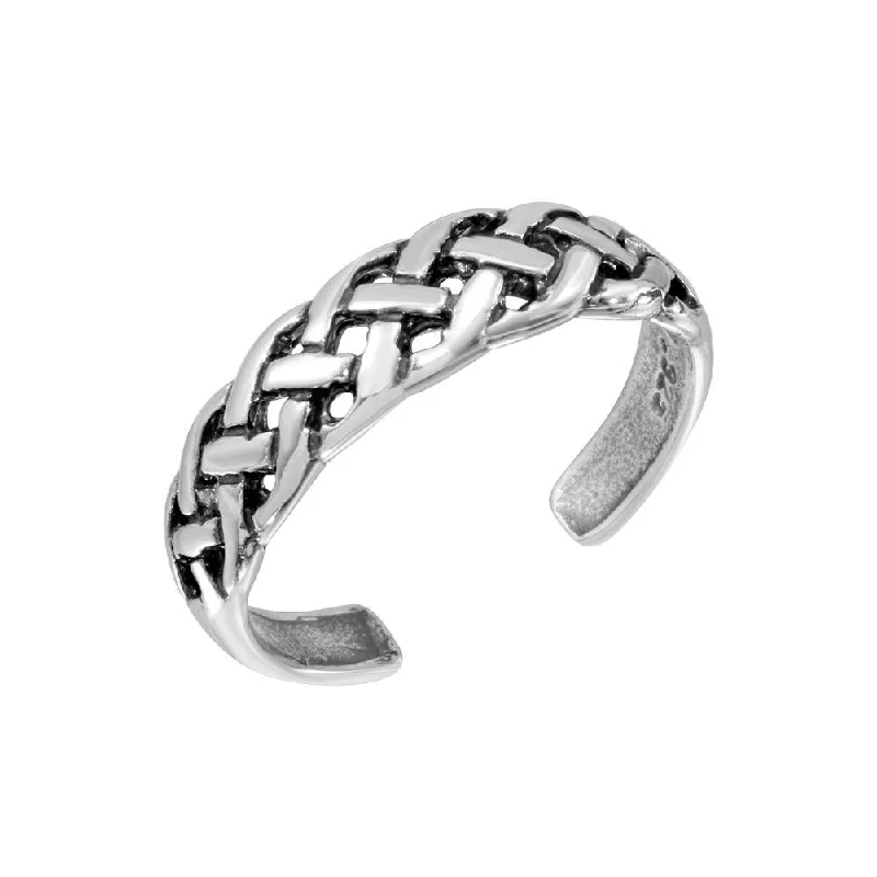 Silver 925 Braided Adjustable Toe Ring - TR293-A