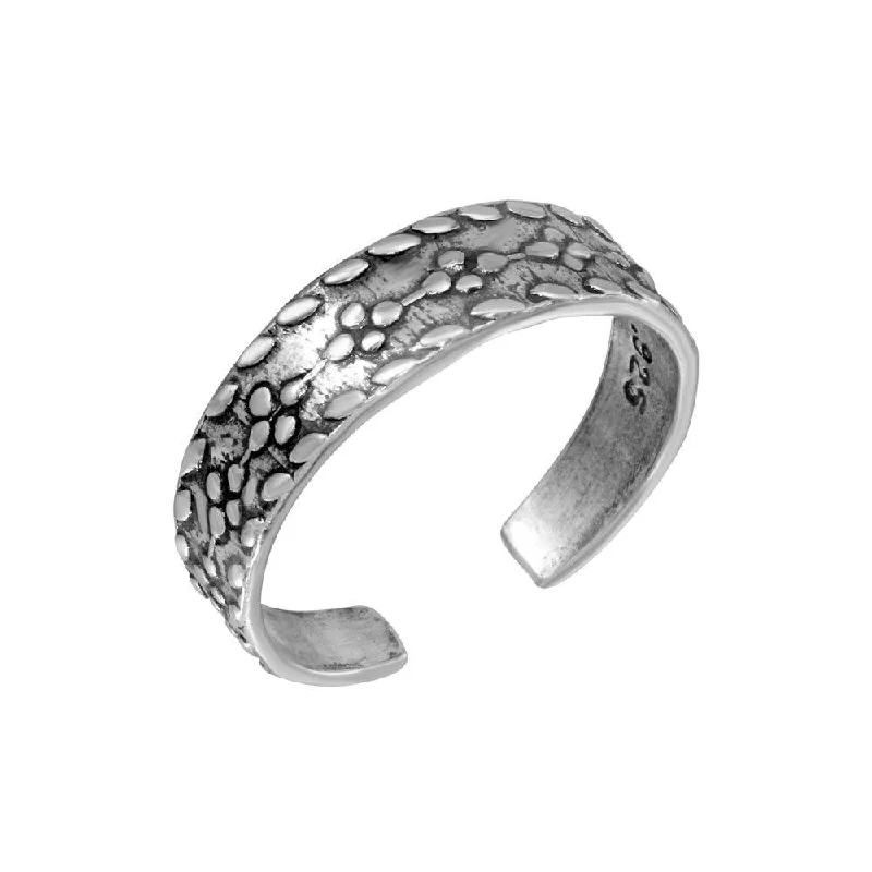 925 Sterling Silver Flower Link Design Toe Ring - TR250-A