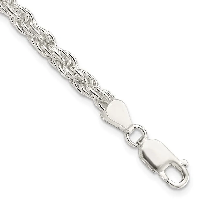 Sterling Silver 4.5mm Solid Rope Chain Bracelet