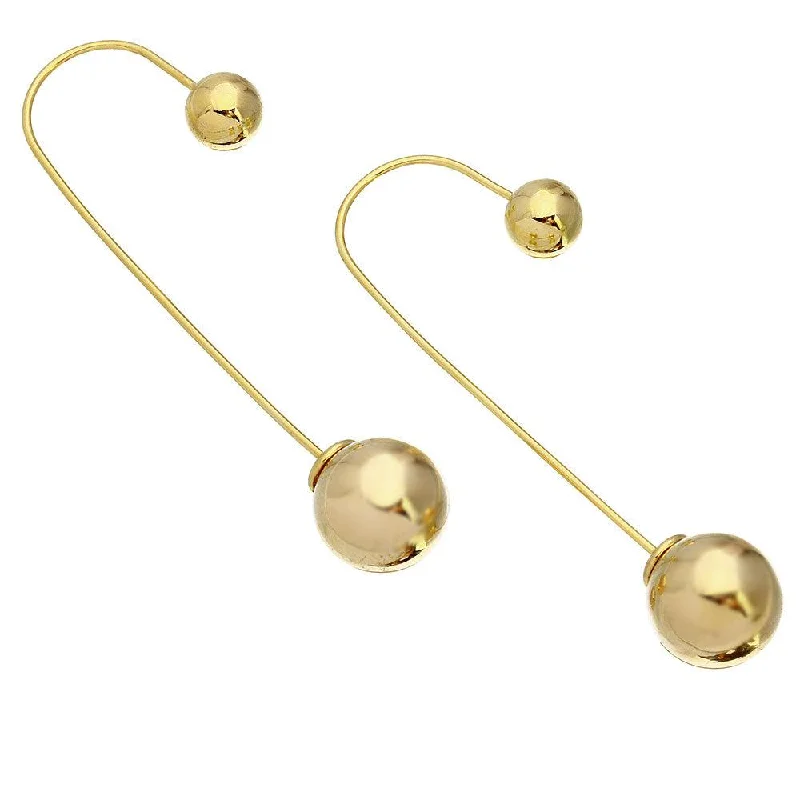 Gold Plated 925 Sterling Silver Hanging Beaded Hook Earrings - STE01081GP