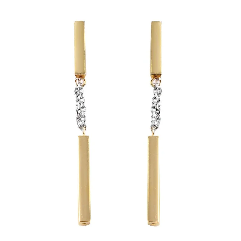 Silver 925 Gold Plated Danging Bar Earrings - ITE00072GP