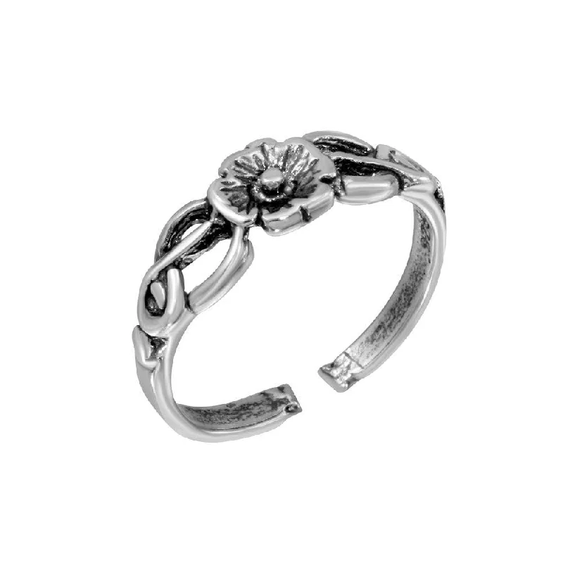 Silver 925 Vine Flower Adjustable Toe Ring - TR160-A