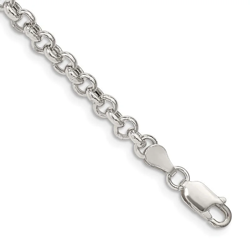 Sterling Silver 4.25mm Semi-solid Rolo Chain Bracelet