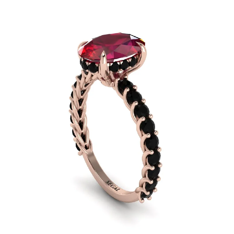 Oval-Cut Halo Ruby Timeless Elegance Engagement Ring - Kelsey No. 41