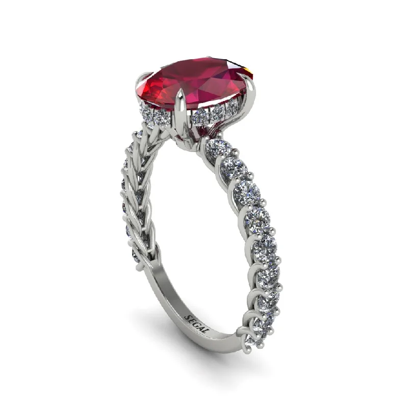 Oval-Cut Halo Ruby Timeless Elegance Engagement Ring - Kelsey No. 12