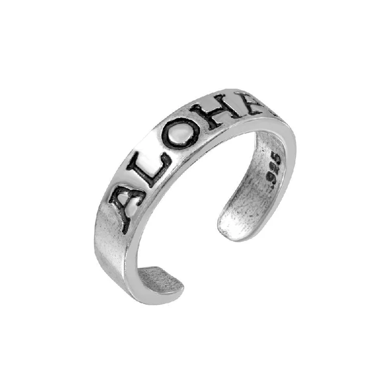 Silver 925 Aloha Engraved Adjustable Toe Ring - TR184-A