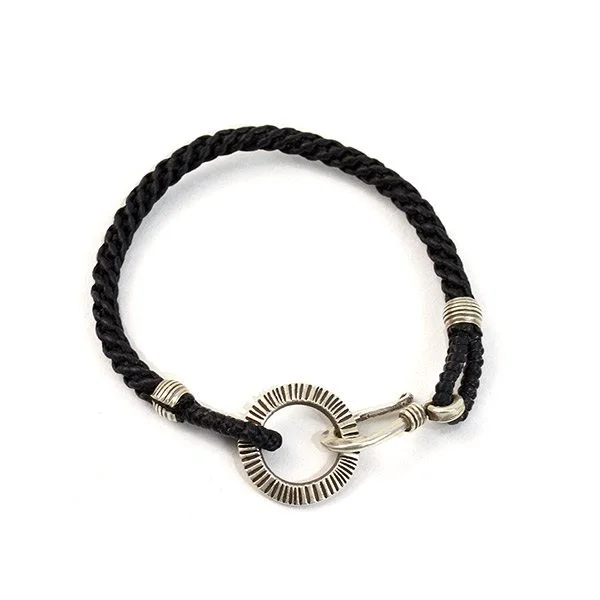 PHADUA / Silver Handmade Ring Braid Wax Cord Bracelet