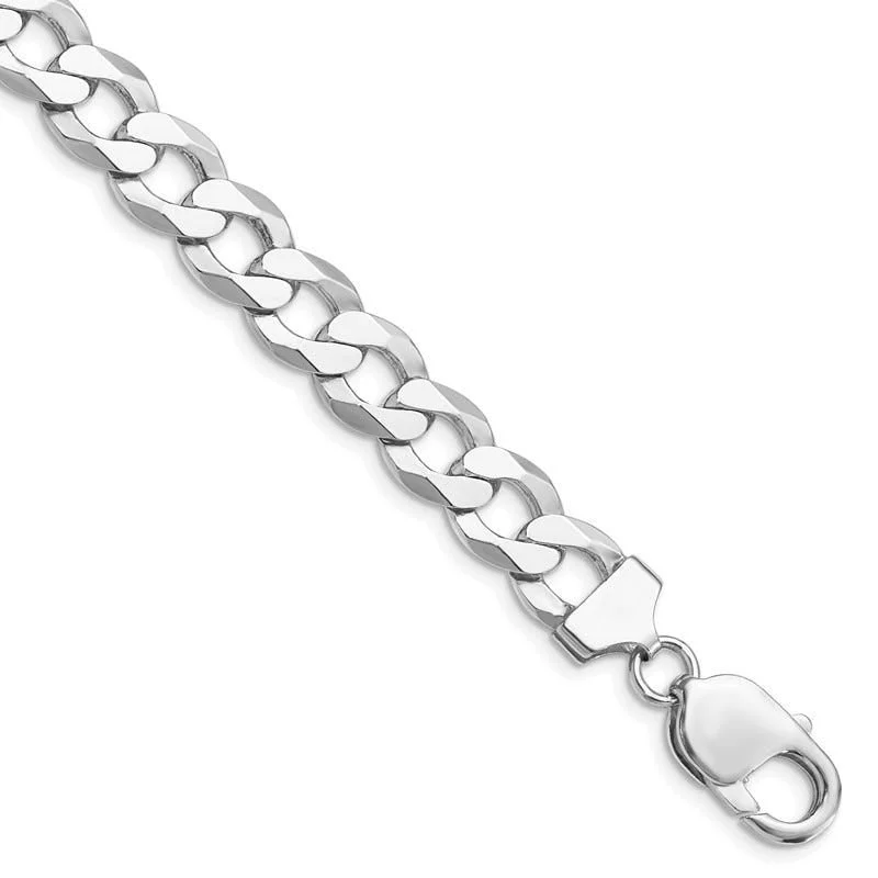 Sterling Silver Rhodium-plated 9.75mm Flat Curb Chain Bracelet