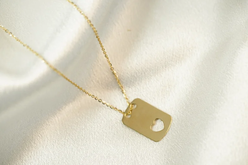 14k Heart Tag Necklace