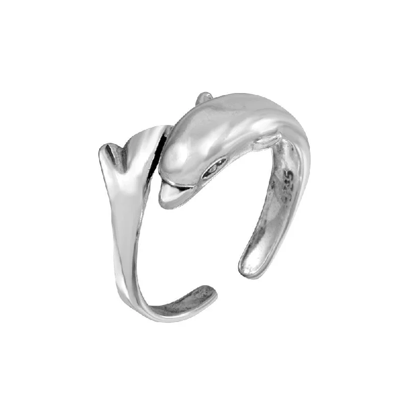 Silver 925 Dolphin Adjustable Toe Ring - TR237-A