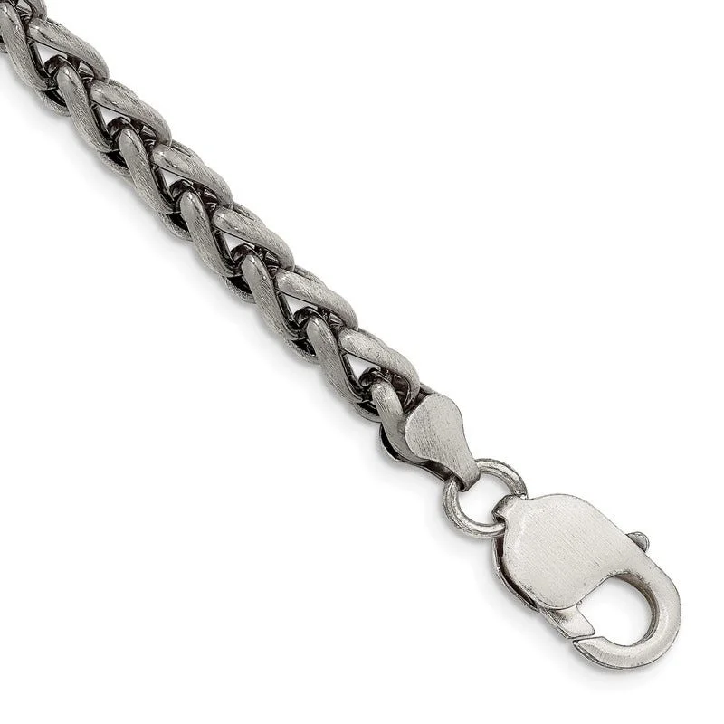 Sterling Silver Antiqued 6mm Round Spiga Chain Bracelet