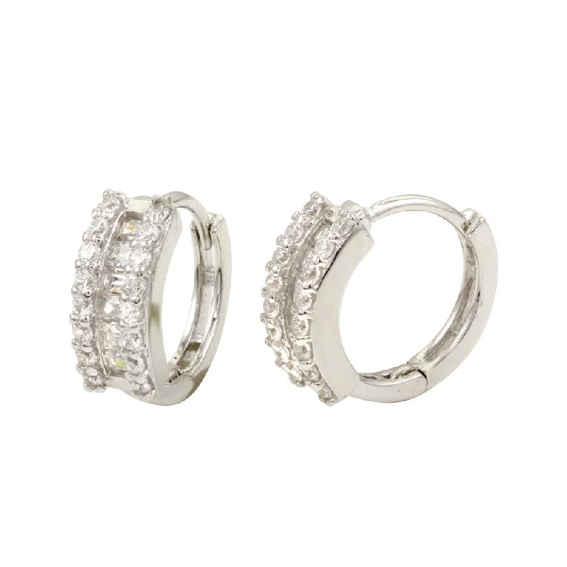 Rhodium Plated 925 Sterling Silver huggie hoop Earrings - GME00064