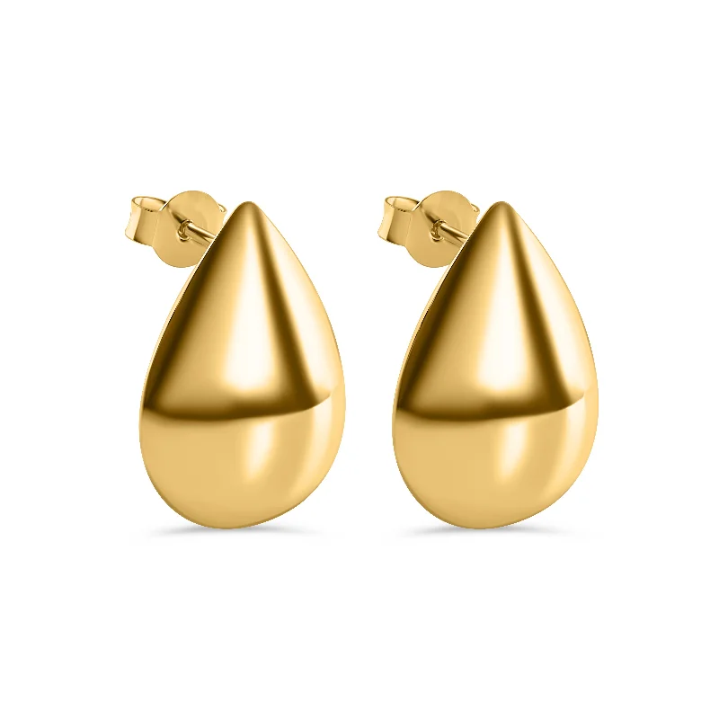 Gold Plated 925 Sterling Silver Teardrop 16mm x 21.5mm Stud Earring - ARE00041GP