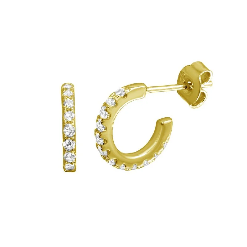 Gold Plated 925 Sterling Silver huggie hoop Earring with CZ - STE01173GP