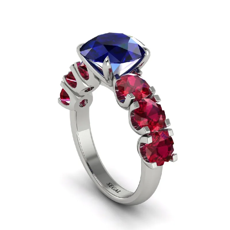 Round Cut Sapphire Cathedral Engagement Ring - Tatum No. 60