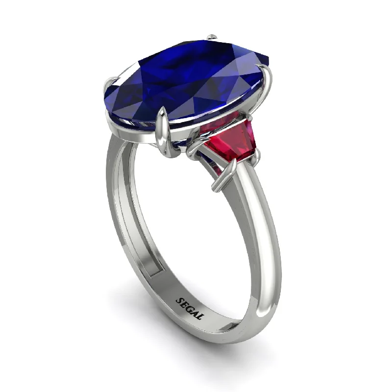 Oval-Cut Sapphire Three Stone Engagement Ring - Amari No. 60