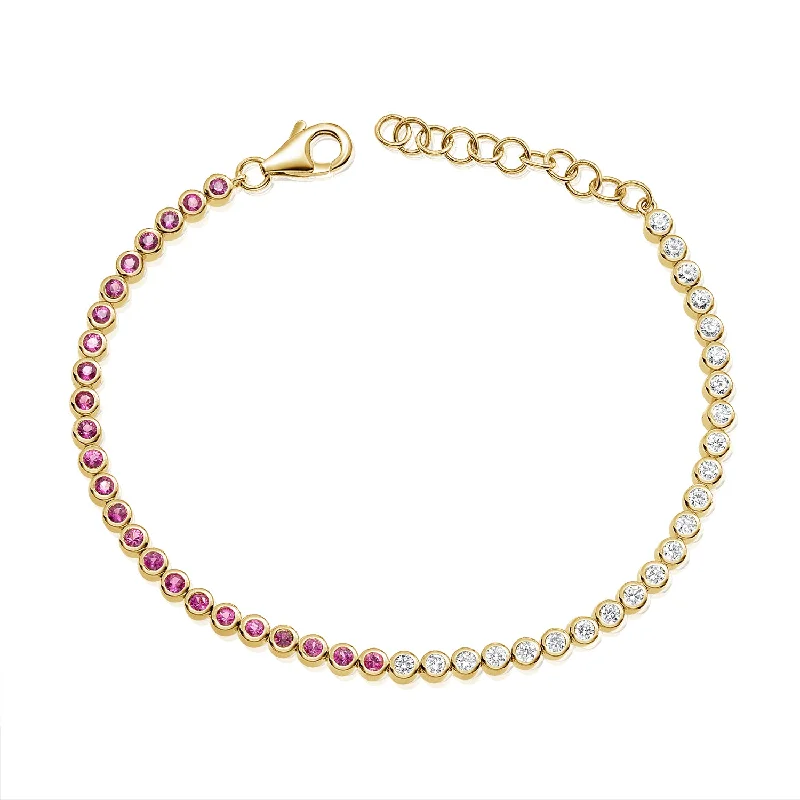 Elegant 1.45 Carat Pink Sapphire and Diamond Tennis Bracelet