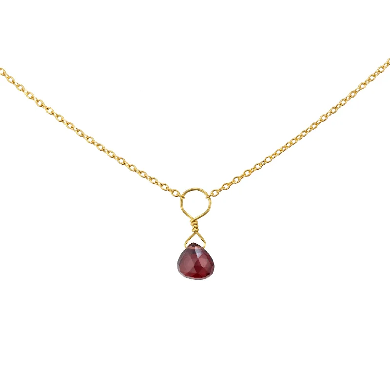 Tiny Garnet Drop Necklace