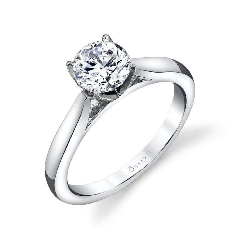 Sylvie Collection 14K White Gold Round Solitaire Engagement Ring Setting