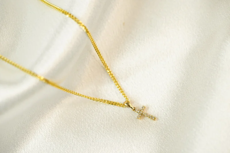 14k Diamond Cross Necklace