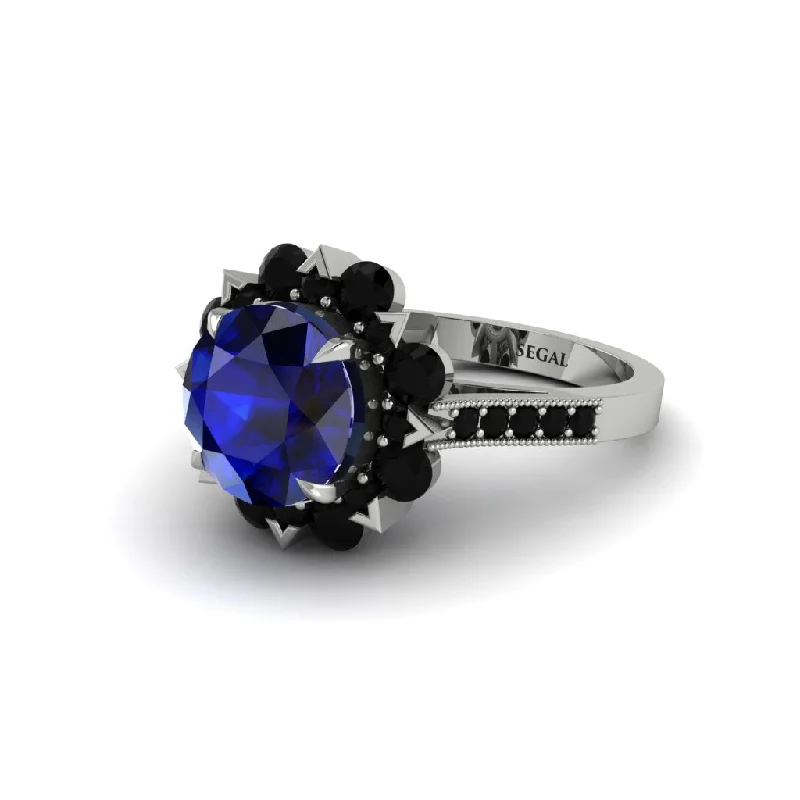 Sapphire Halo Sunburst Engagement Ring - Winter No. 45