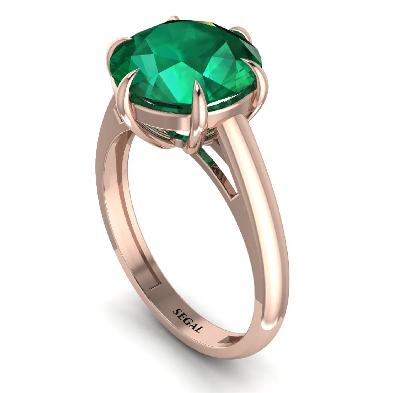 Round Cut Emerald Solitaire Engagement Ring - Miranda No. 5