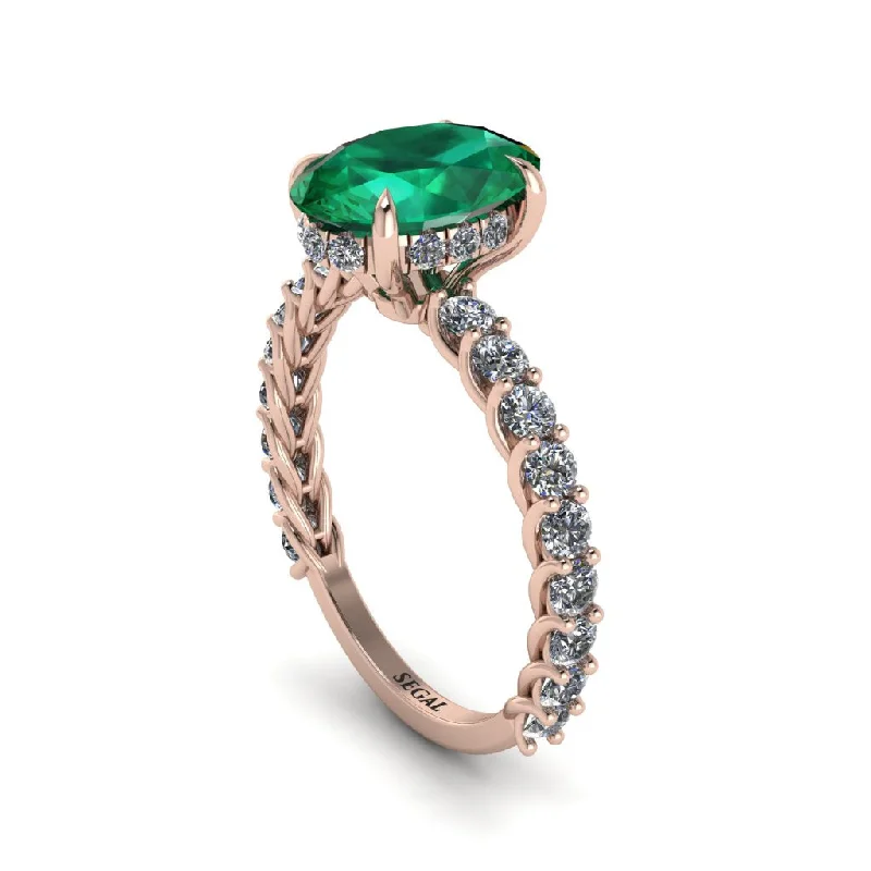 Oval-Cut Halo Emerald Timeless Elegance Engagement Ring - Kelsey No. 5