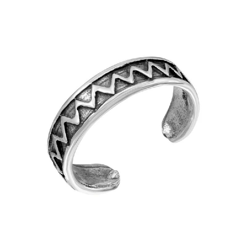 Silver 925 Zigzag Adjustable Toe Ring - TR264-A