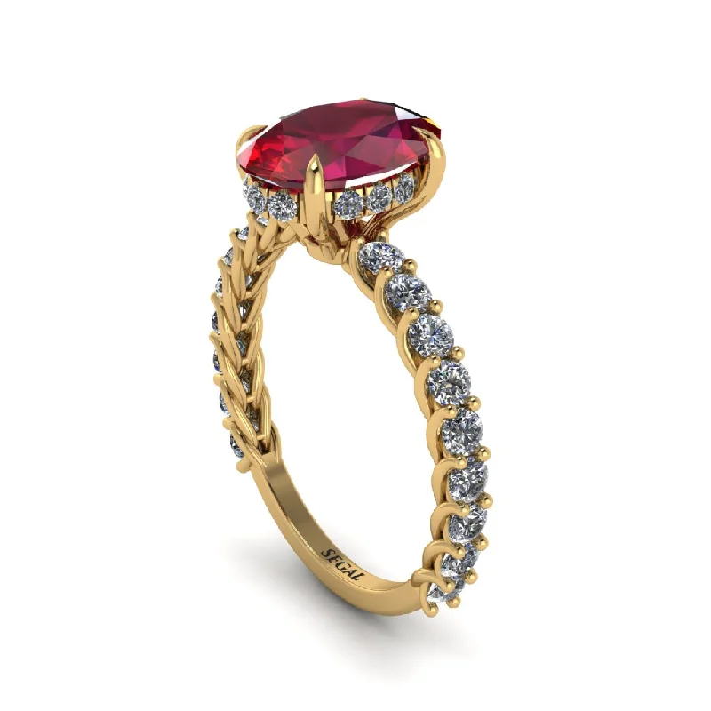 Oval-Cut Halo Ruby Timeless Elegance Engagement Ring - Kelsey No. 10