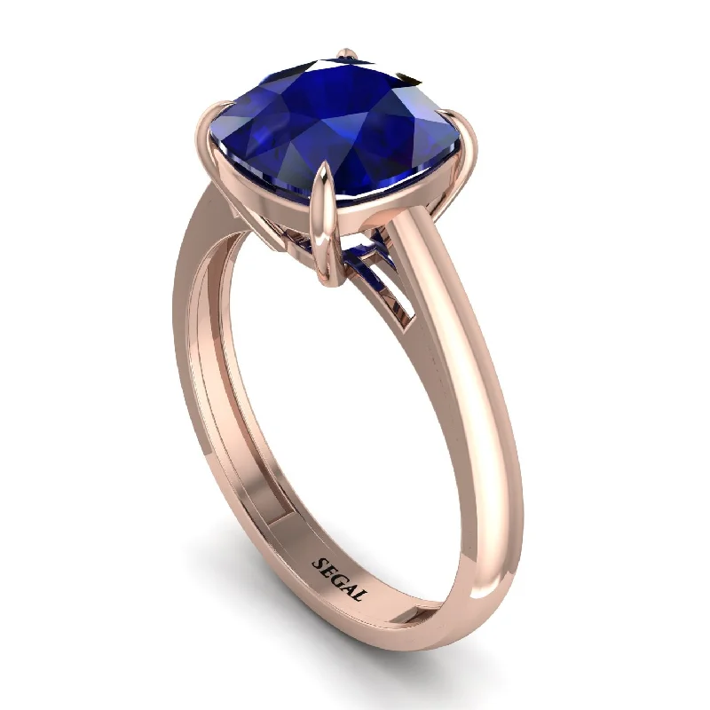 Cushion Cut Sapphire Solitaire Engagement Ring - Royalty No. 14