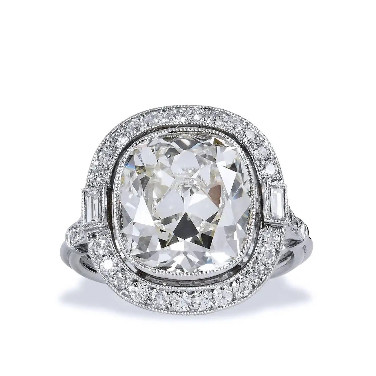 6.53 Carat Cushion Cut Brilliant Diamond Engagement Ring