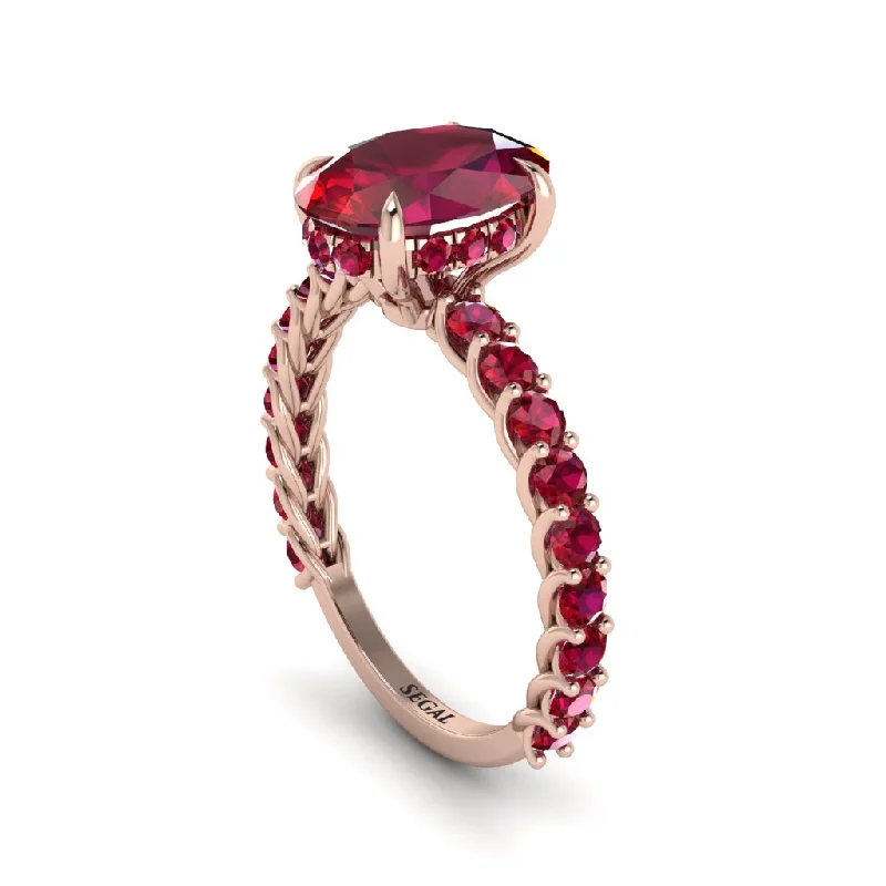 Oval-Cut Halo Ruby Timeless Elegance Engagement Ring - Kelsey No. 56