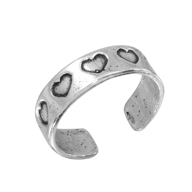 Silver 925 Heart Adjustable Toe Ring - TR110-A