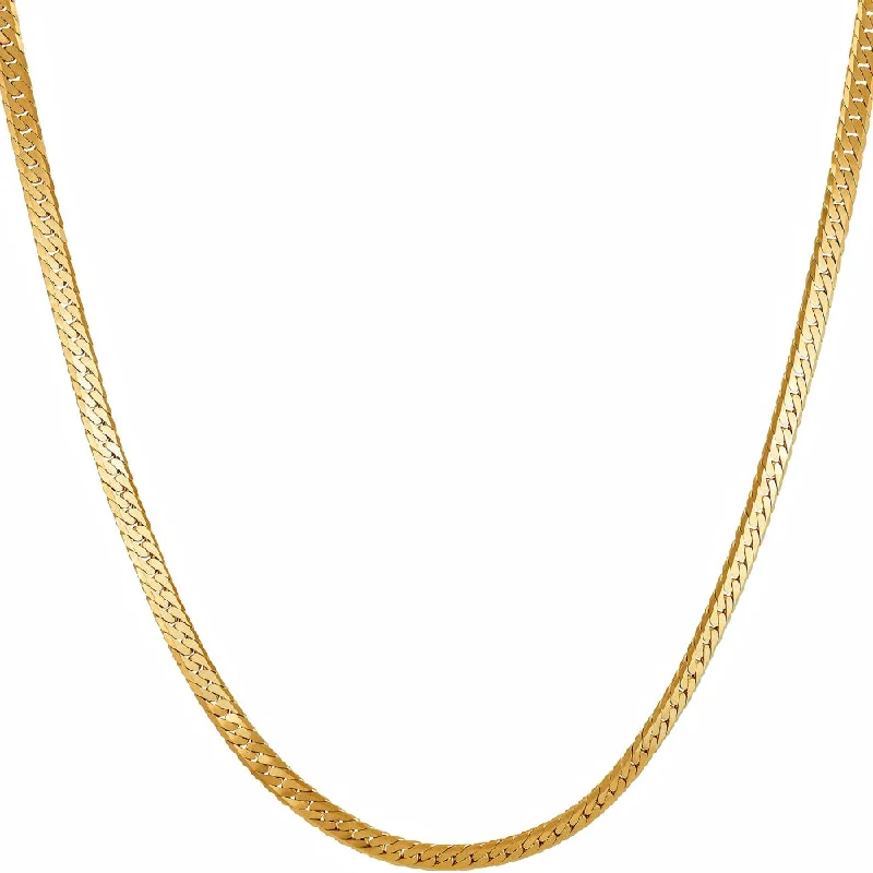 2.5mm Beveled Herringbone Chain Necklace