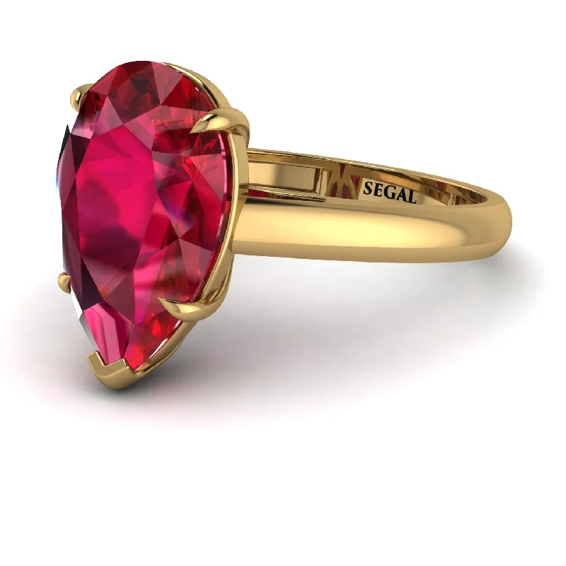 Pear Cut Ruby Solitaire Engagement Ring - Elle No. 10