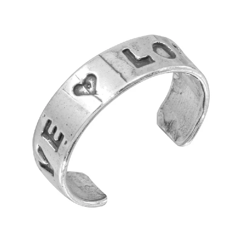 Silver 925 Engraved Love Adjustable Toe Ring - TR147-A