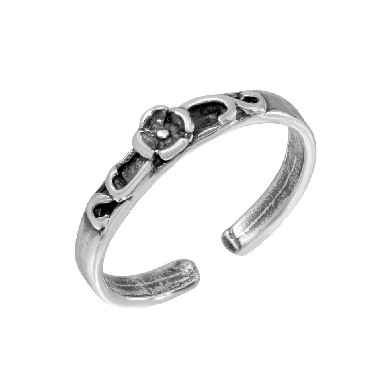 Silver 925 Flower Curl Adjustable Toe Ring - TR291-A