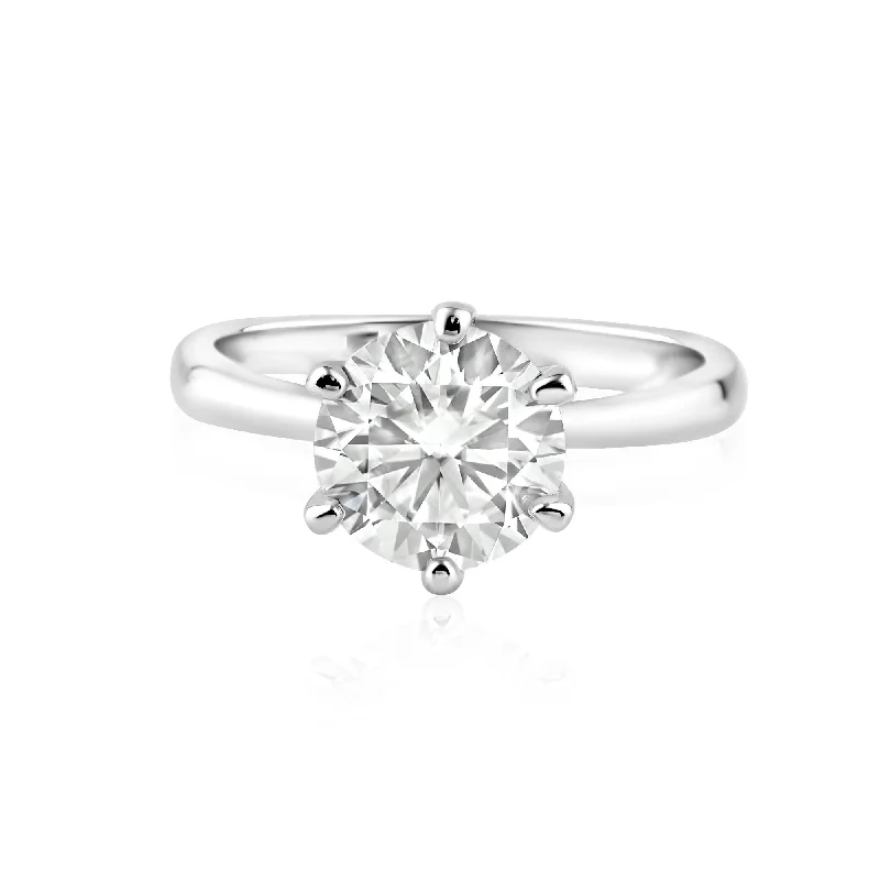 Rhodium Plated 925 Sterling Silver 2 Carat Moissanite Ring - MBGR00002