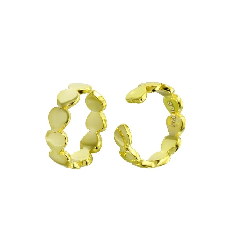 Gold Plated 925 Sterling Silver Multi Heart Cuff Earring - STE01289-GP