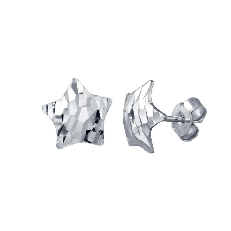 Rhodium Plated 925 Sterling Silver DC Star Stud Earrings - ECE00061RH