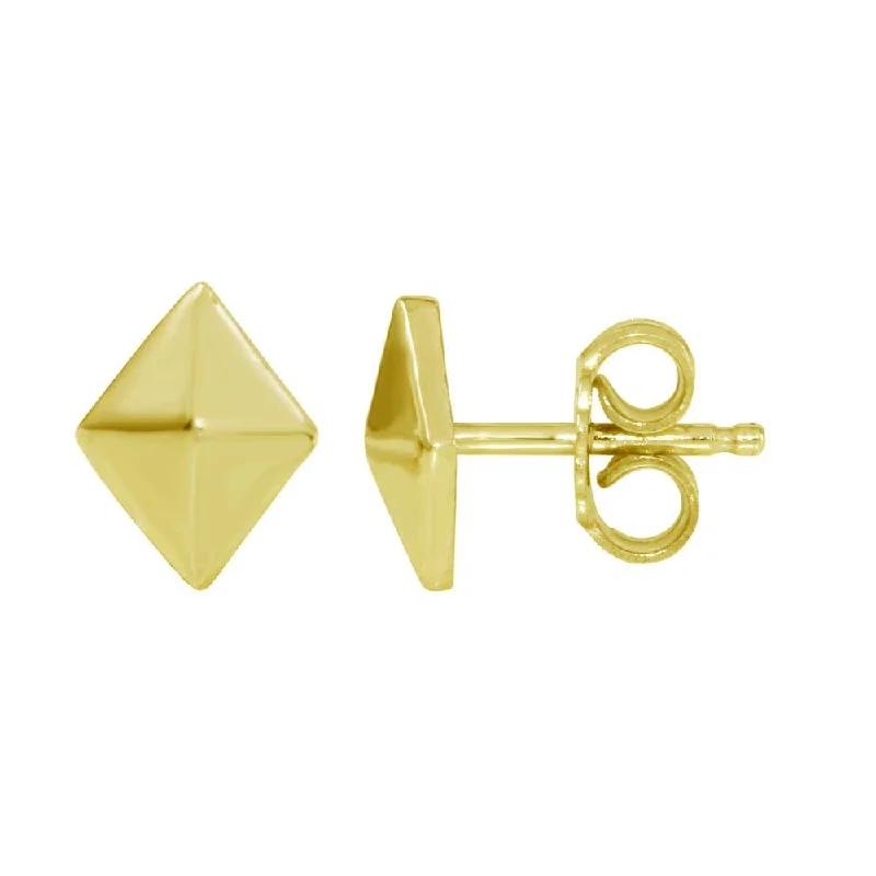 Gold Plated 925 Sterling Silver Rhombus Stud Earrings - SOE00017