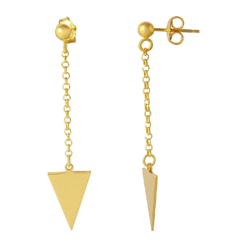 Silver 925 Gold Plated Hanging Triangle Earrings - ARE00006GP