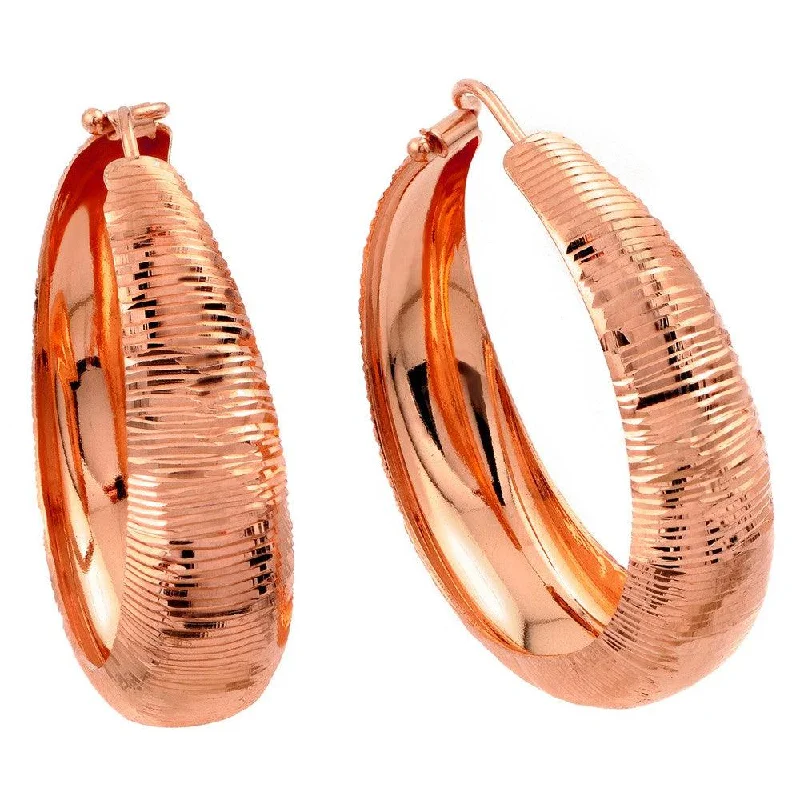 Silver 925 Rose Gold Plated Hoop Earrings - ITE00080RGP