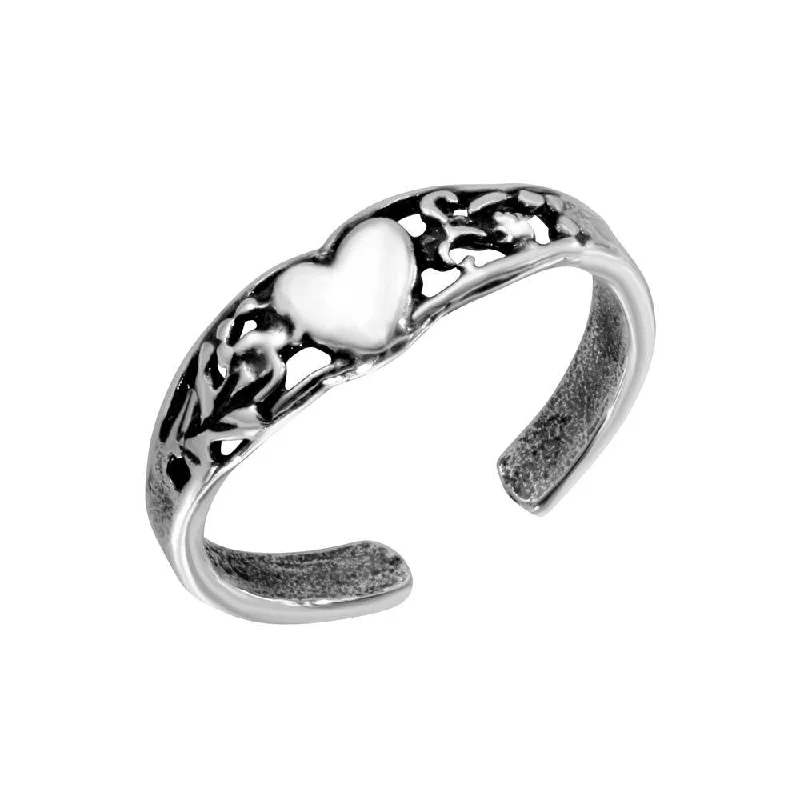 Silver 925 Center Heart Toe Ring - TR182-A