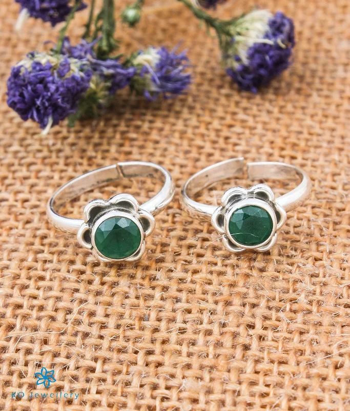 The Pauspa Silver Toe-rings (Green)