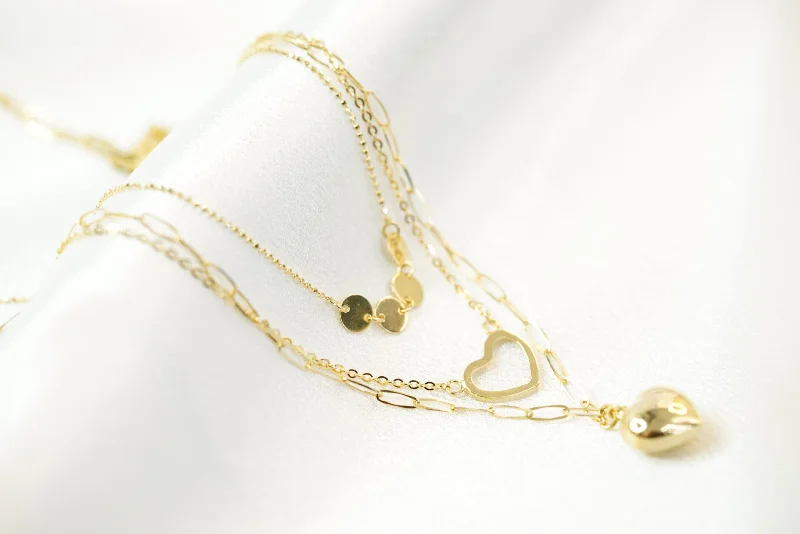 14k Three Hearts Necklace