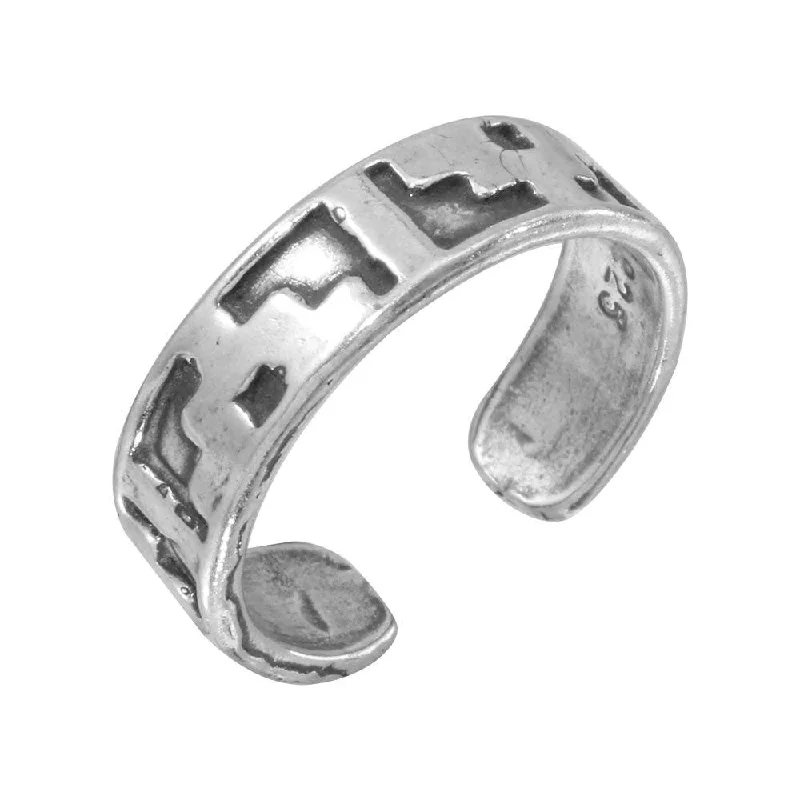 925 Sterling Silver Block Design Toe Ring - TR149-A